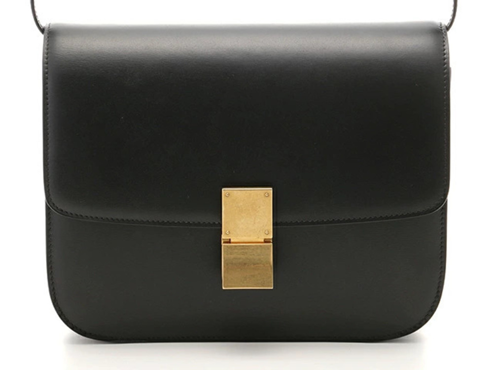 Celine Shoulder Bag Calf Leather Black